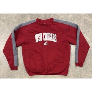 Washington State Cougars Red Gray Pullover Windbreaker Jacket Men’s Size Medium